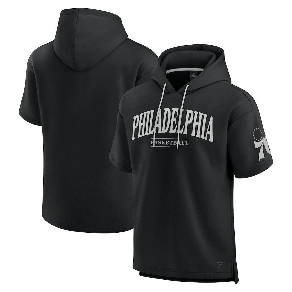 Black Philadelphia 76ers Elements Ready Short Sleeve Pullover Hoodie | NBA