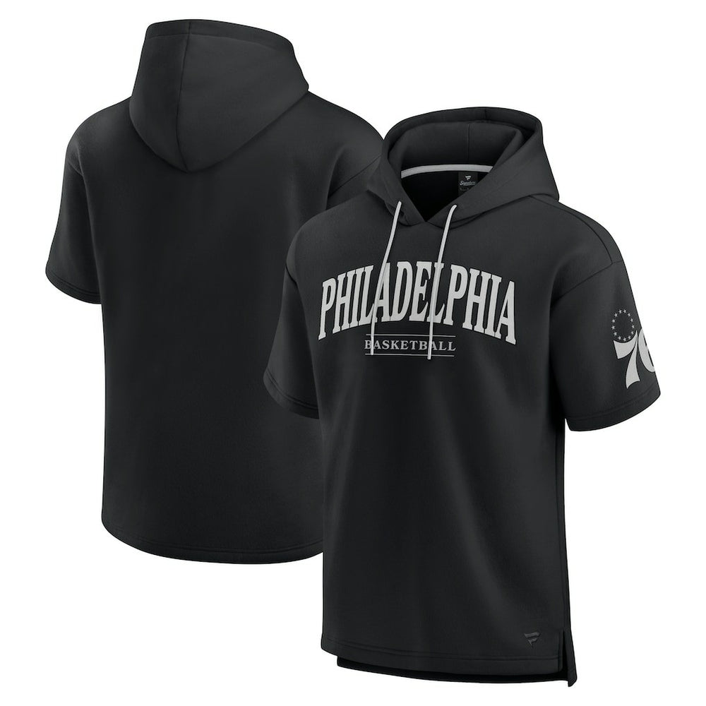 Black Philadelphia 76ers Elements Ready Short Sleeve Pullover Hoodie | NBA