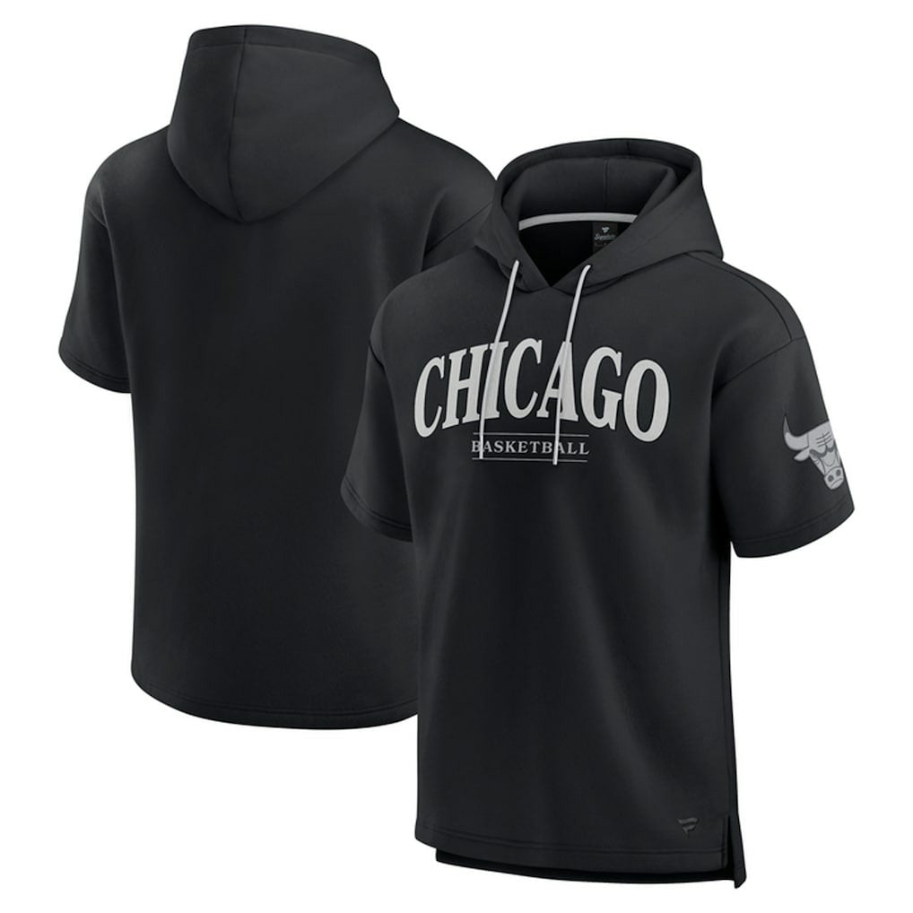 Black Chicago Bulls Elements Ready Short Sleeve Pullover Hoodie | NBA