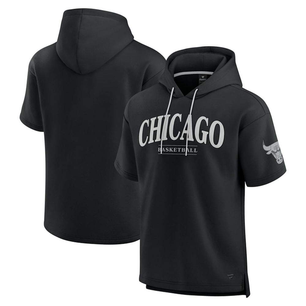 Black Chicago Bulls Elements Ready Short Sleeve Pullover Hoodie | NBA