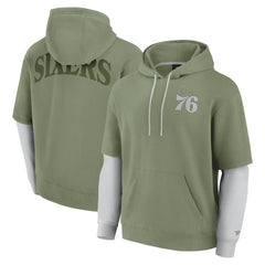 Olive Philadelphia 76ers Elements Sleek Pullover Hoodie | NBA