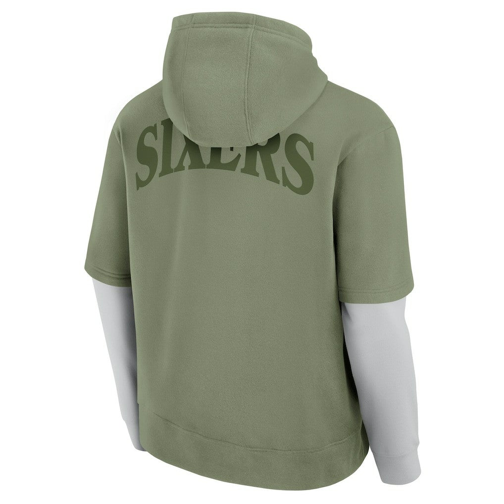 Olive Philadelphia 76ers Elements Sleek Pullover Hoodie | NBA