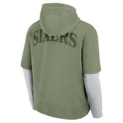 Olive Philadelphia 76ers Elements Sleek Pullover Hoodie | NBA