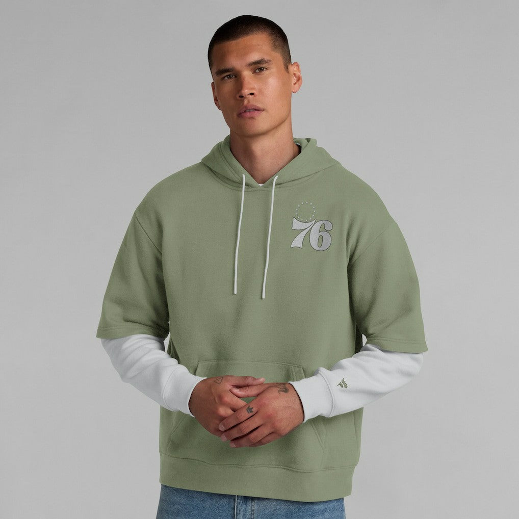 Olive Philadelphia 76ers Elements Sleek Pullover Hoodie | NBA