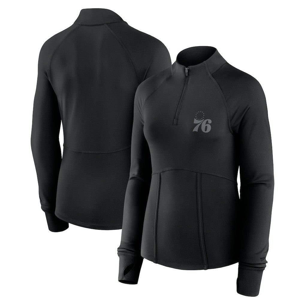 Black Philadelphia 76ers Women's Elements Match Raglan Quarter-Zip Top | NBA