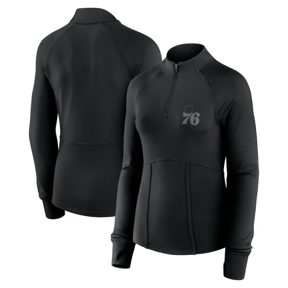 Black Philadelphia 76ers Women's Elements Match Raglan Quarter-Zip Top | NBA