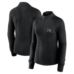 Black Philadelphia 76ers Women's Elements Match Raglan Quarter-Zip Top | NBA