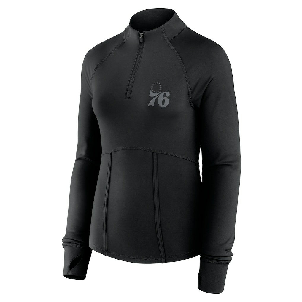 Black Philadelphia 76ers Women's Elements Match Raglan Quarter-Zip Top | NBA