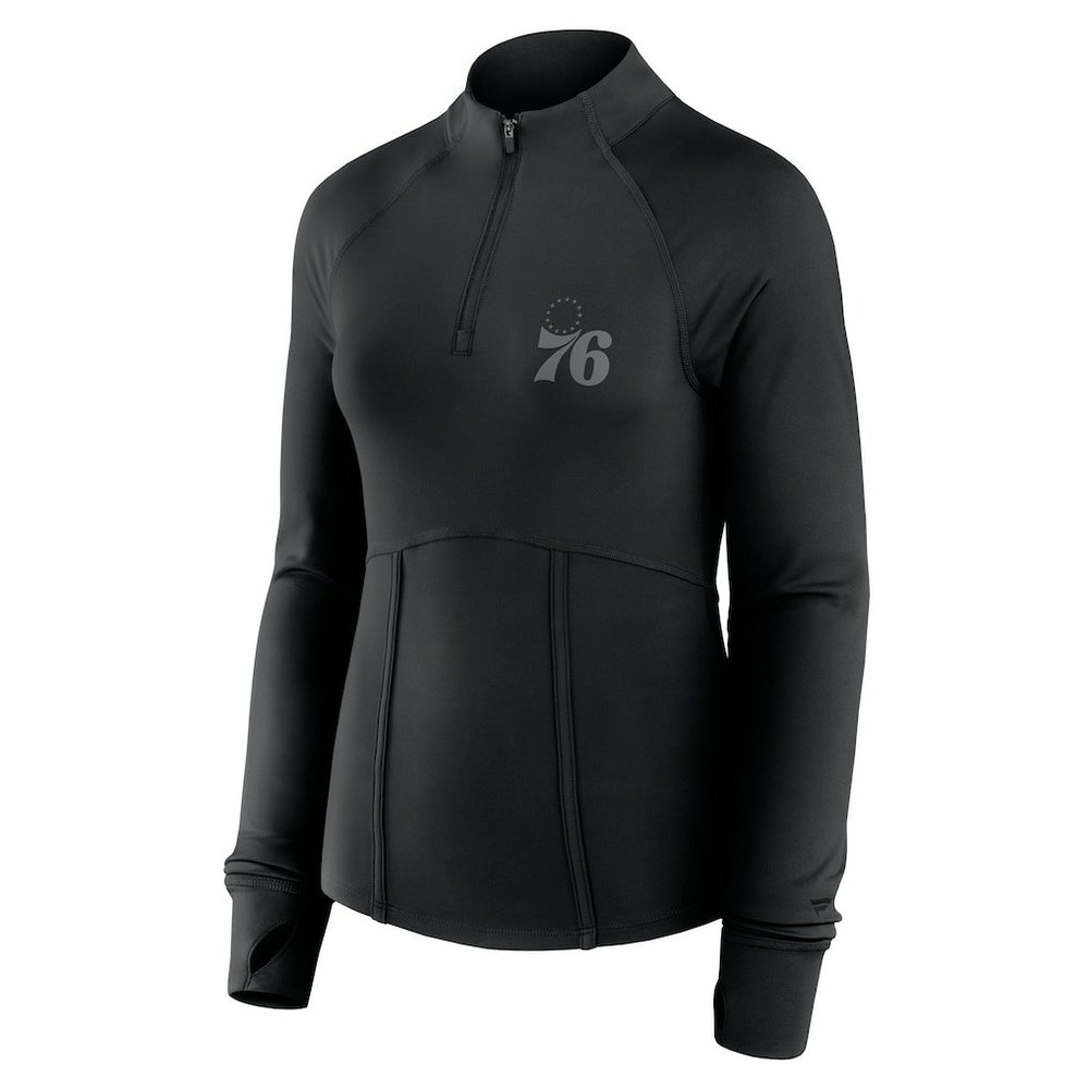 Black Philadelphia 76ers Women's Elements Match Raglan Quarter-Zip Top | NBA