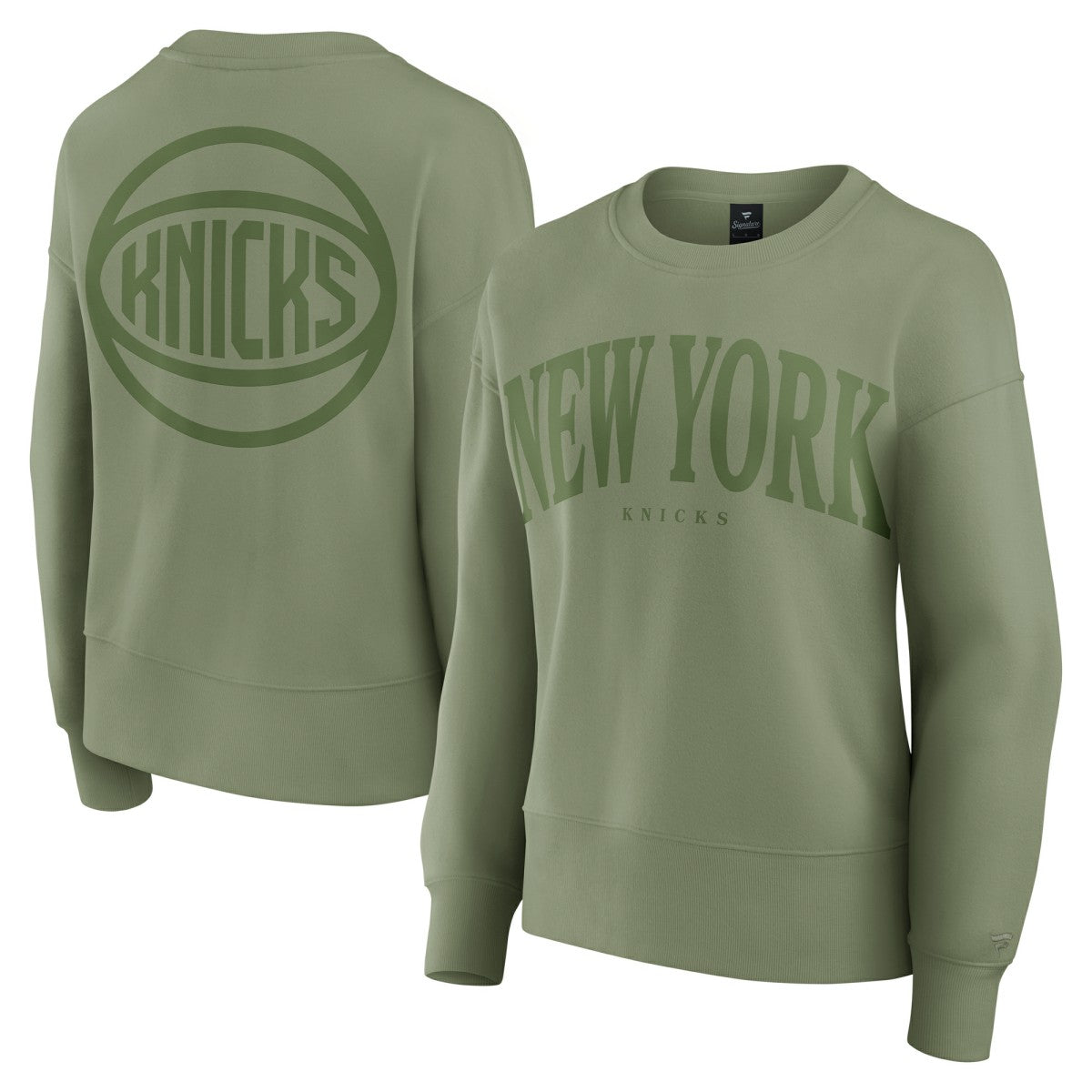 Olive New York Knicks Women's Elements Flow Pullover Sweatshirt | NBA