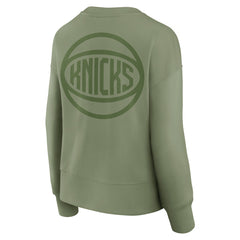 Olive New York Knicks Women's Elements Flow Pullover Sweatshirt | NBA