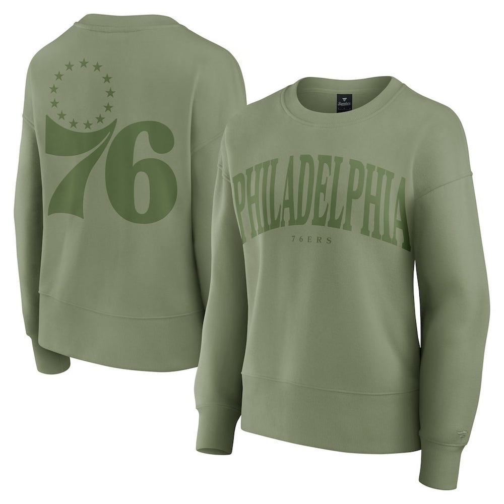 Olive Philadelphia 76ers Women's Elements Flow Pullover Sweatshirt | NBA
