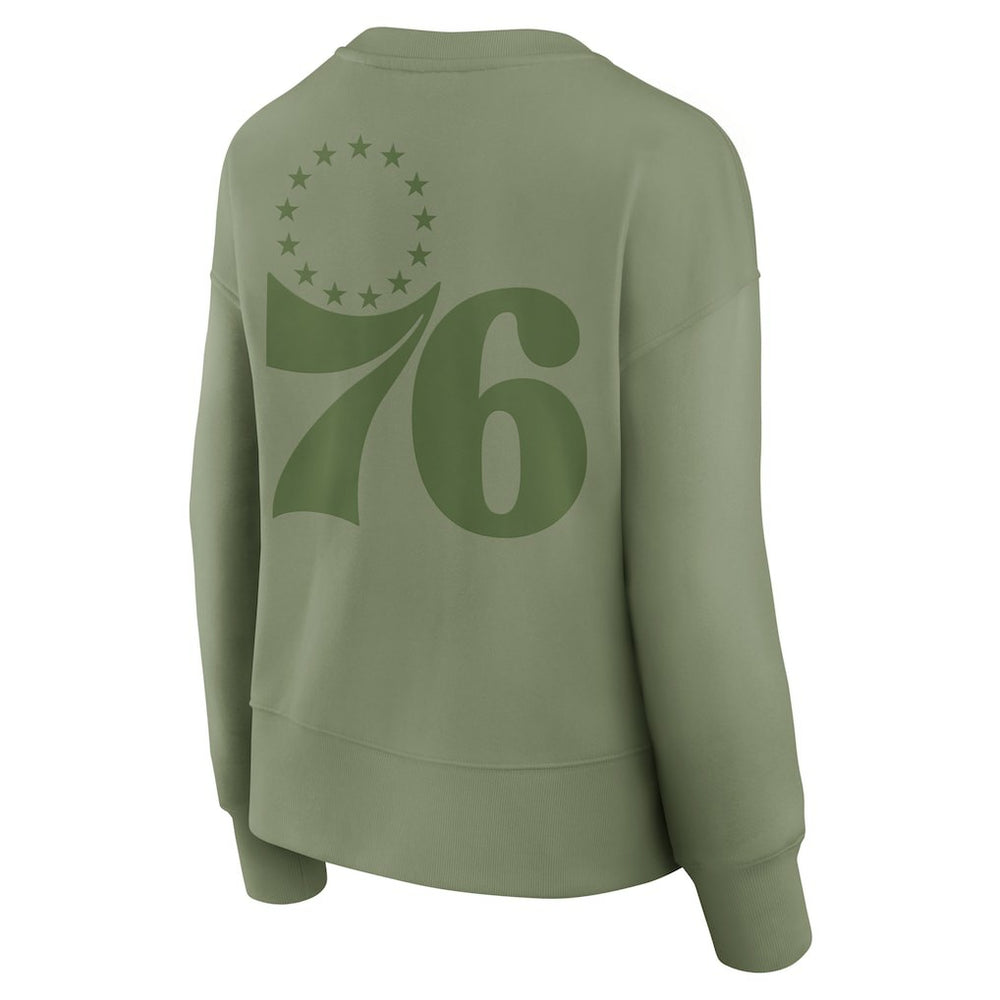Olive Philadelphia 76ers Women's Elements Flow Pullover Sweatshirt | NBA