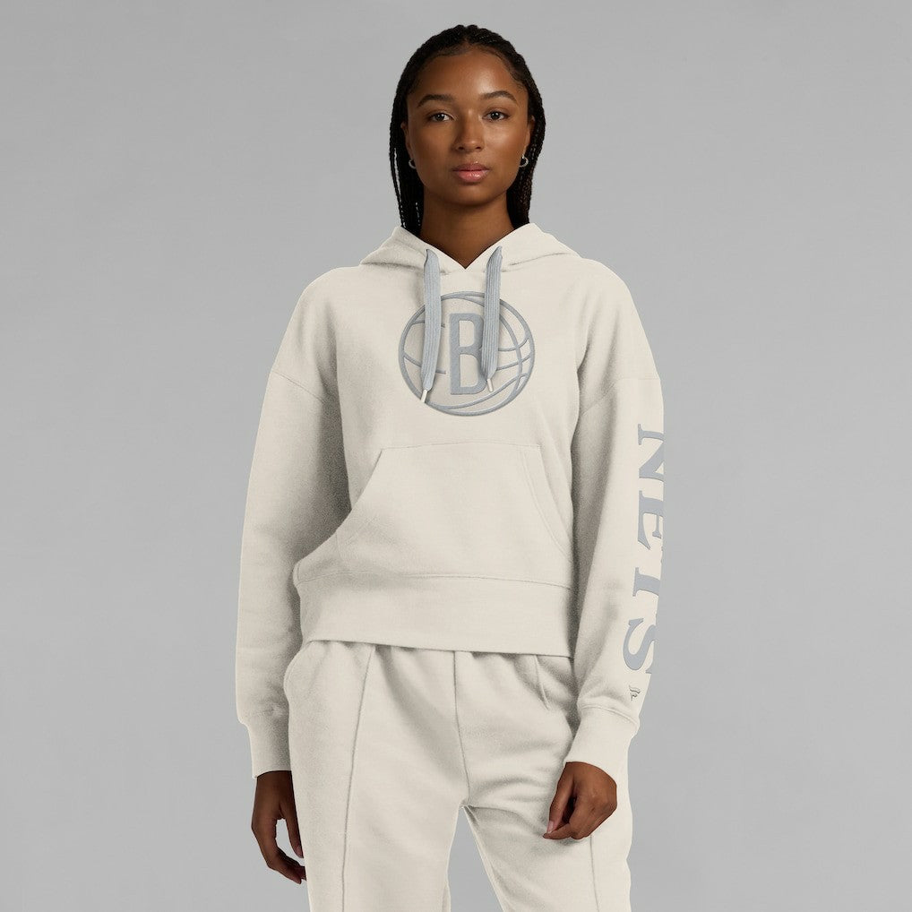 Cream Brooklyn Nets Women's Elements Next Pullover Hoodie | NBA