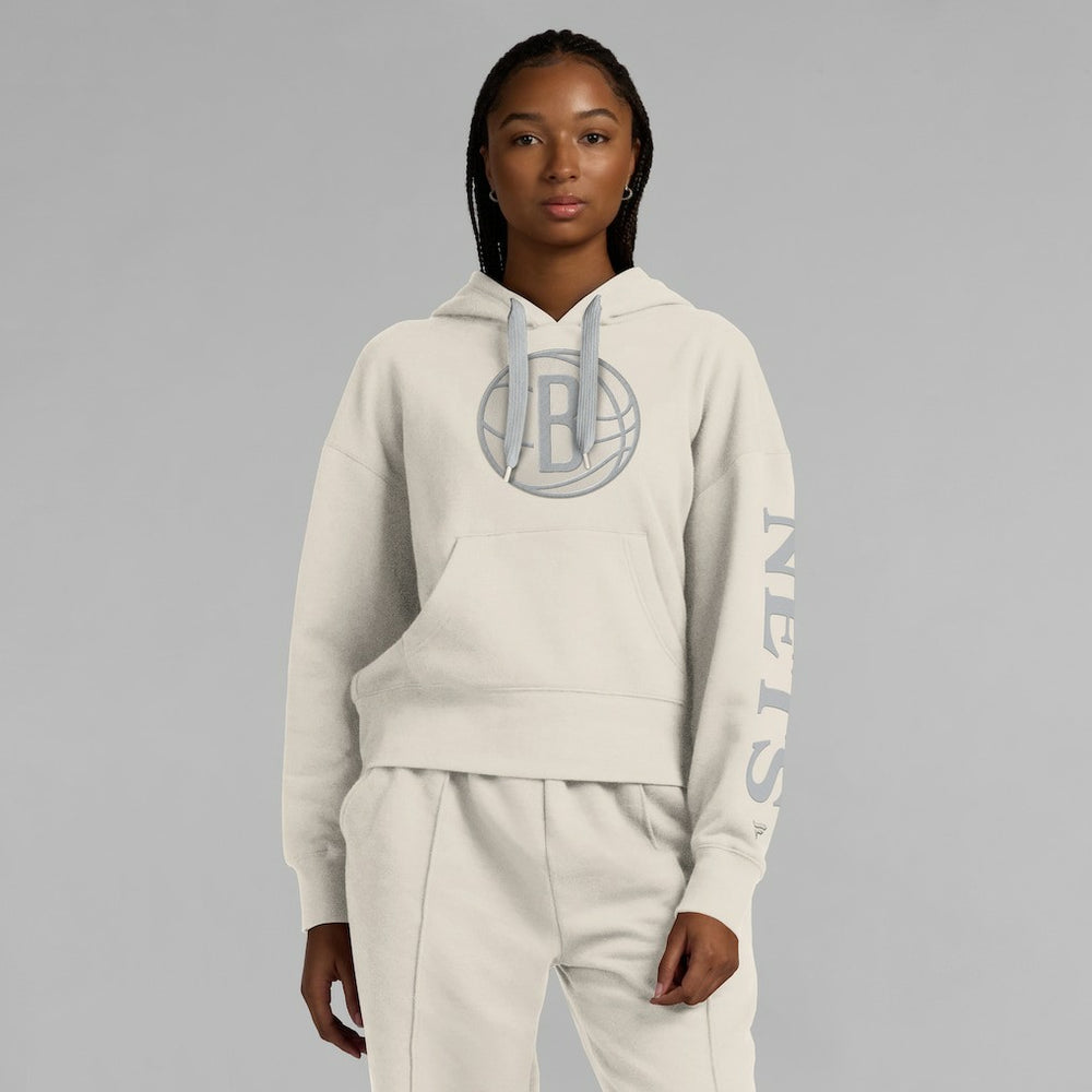 Cream Brooklyn Nets Women's Elements Next Pullover Hoodie | NBA