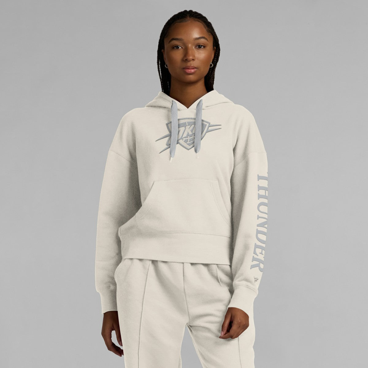 Cream Oklahoma City Thunder Women's Elements Next Pullover Hoodie | NBA