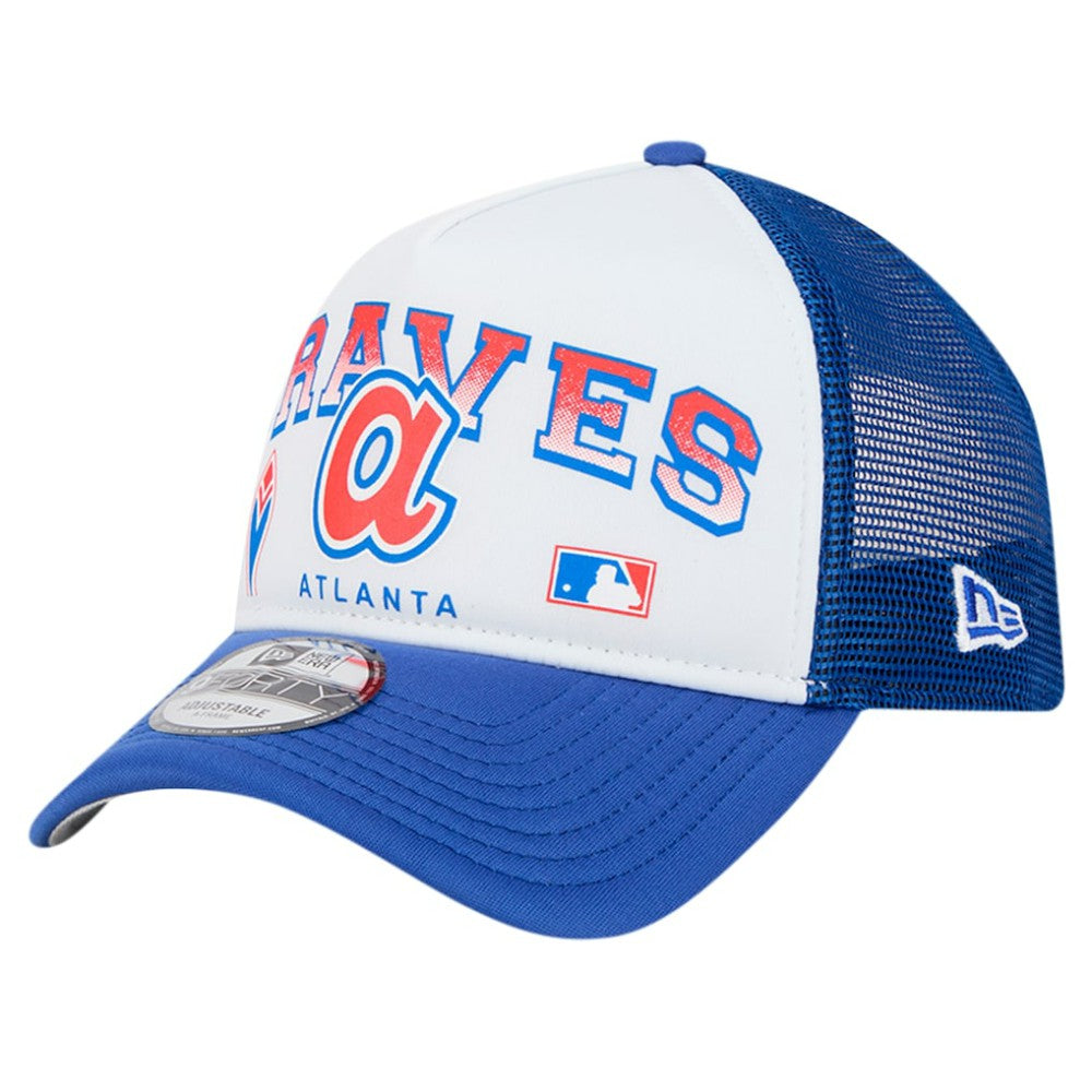 Atlanta Braves New Era Retro Wordmark 9FORTY A-Frame Trucker Adjustable Hat - MLB Hats