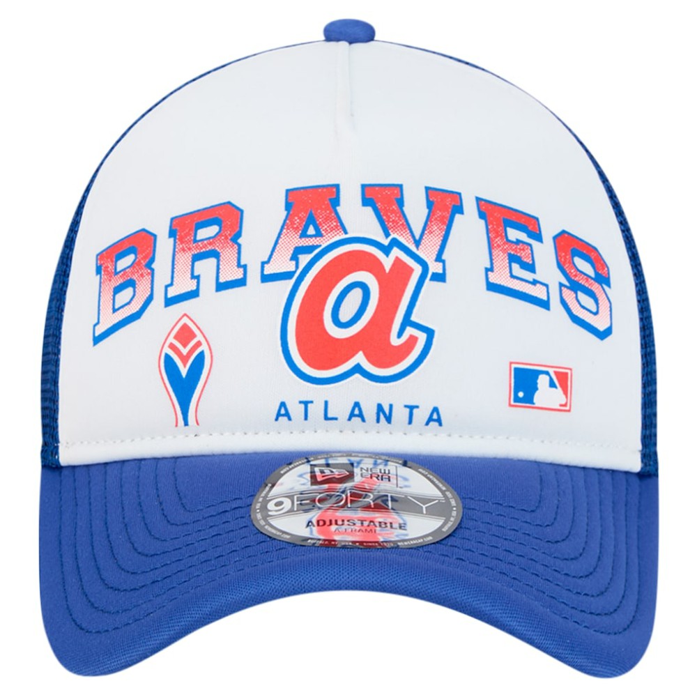 Atlanta Braves New Era Retro Wordmark 9FORTY A-Frame Trucker Adjustable Hat - MLB Hats