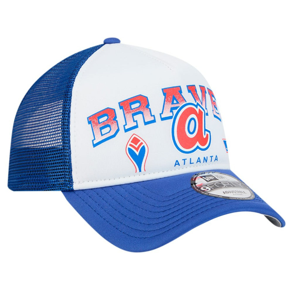 Atlanta Braves New Era Retro Wordmark 9FORTY A-Frame Trucker Adjustable Hat - MLB Hats