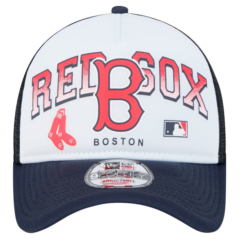 Boston Red Sox New Era Retro Wordmark 9FORTY A-Frame Trucker Adjustable Hat - MLB Hats