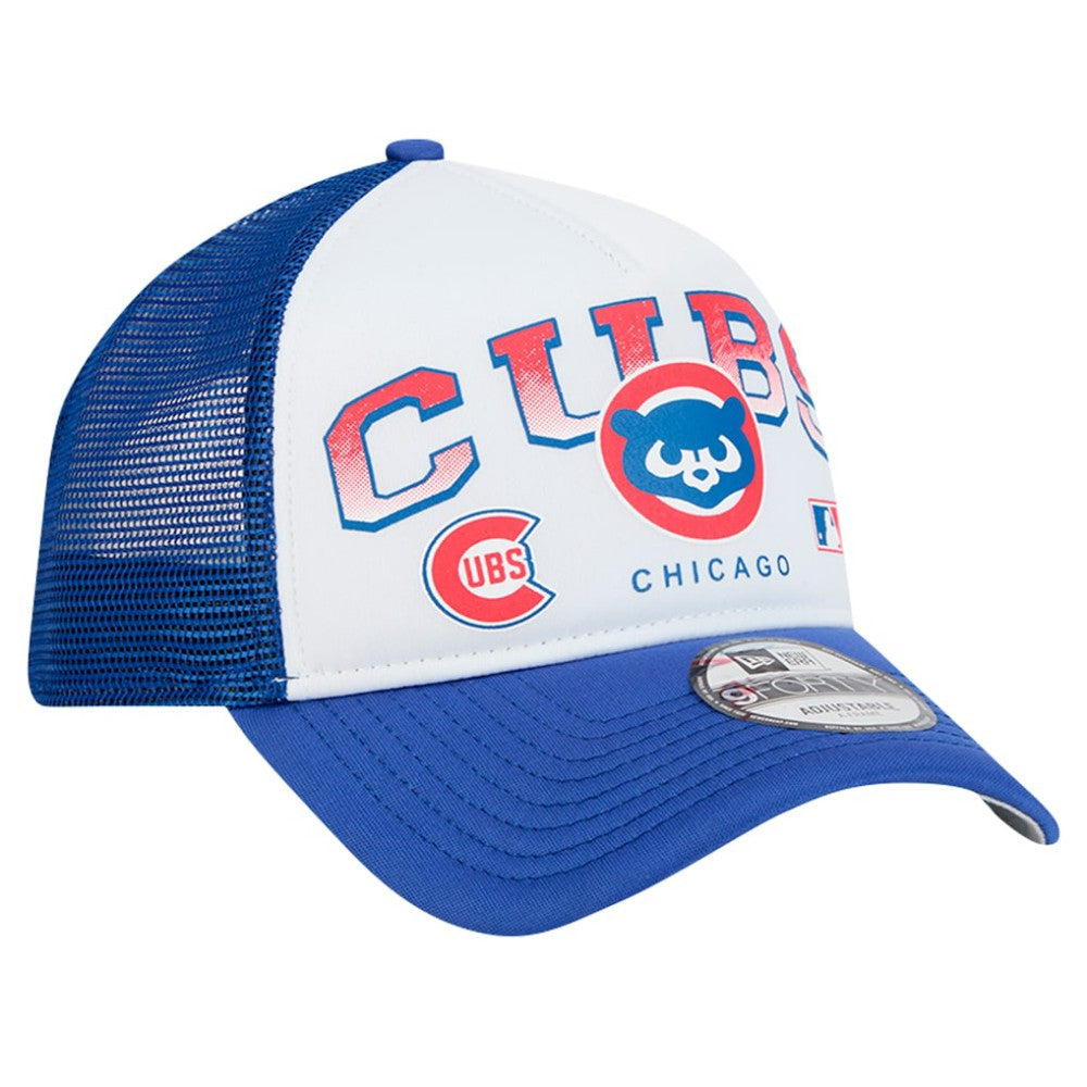 Chicago Cubs New Era Retro Wordmark 9FORTY A-Frame Trucker Adjustable Hat - MLB Hats