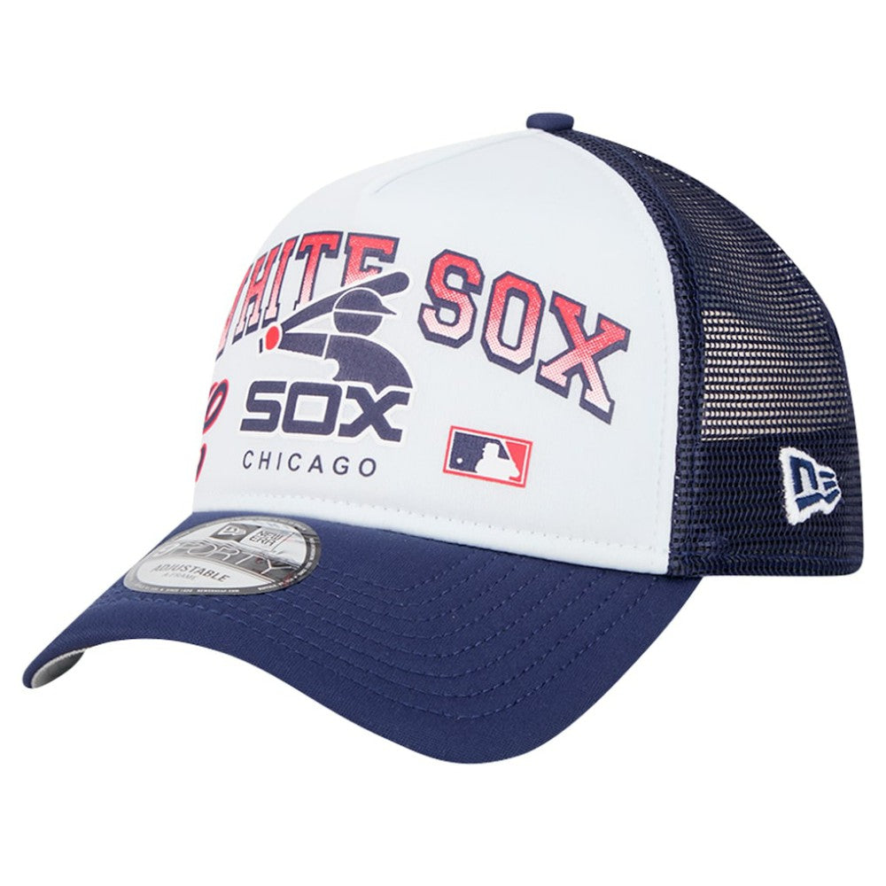 Chicago White Sox New Era Retro Wordmark 9FORTY A-Frame Trucker Adjustable Hat - MLB Hats