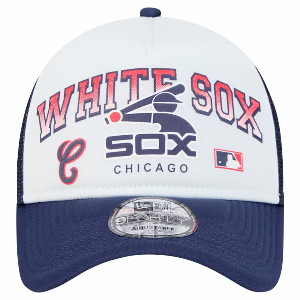 Chicago White Sox New Era Retro Wordmark 9FORTY A-Frame Trucker Adjustable Hat - MLB Hats