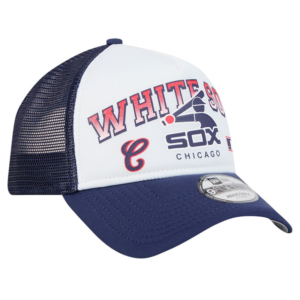 Chicago White Sox New Era Retro Wordmark 9FORTY A-Frame Trucker Adjustable Hat - MLB Hats