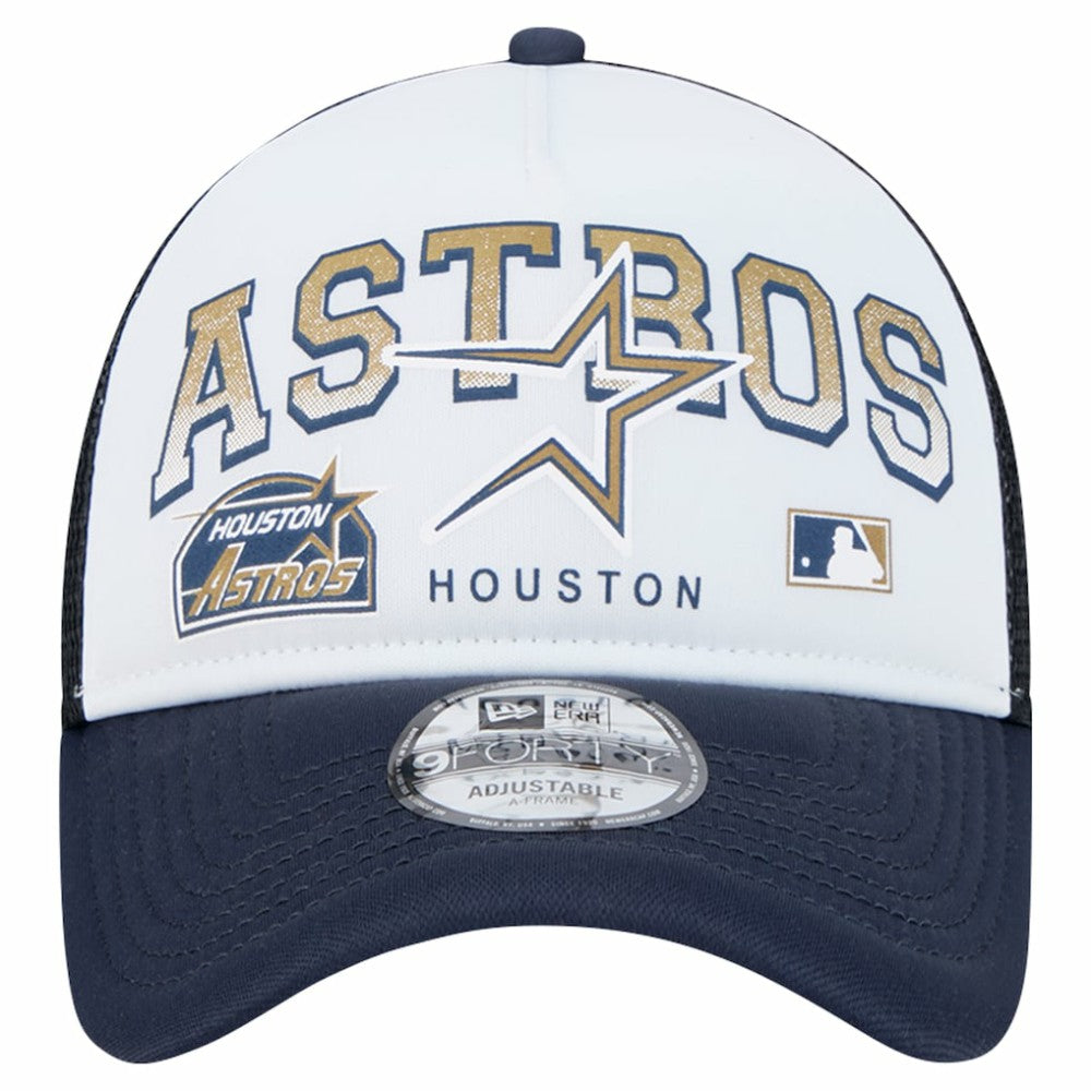 Houston Astros New Era Retro Wordmark 9FORTY A-Frame Trucker Adjustable Hat - MLB Hats