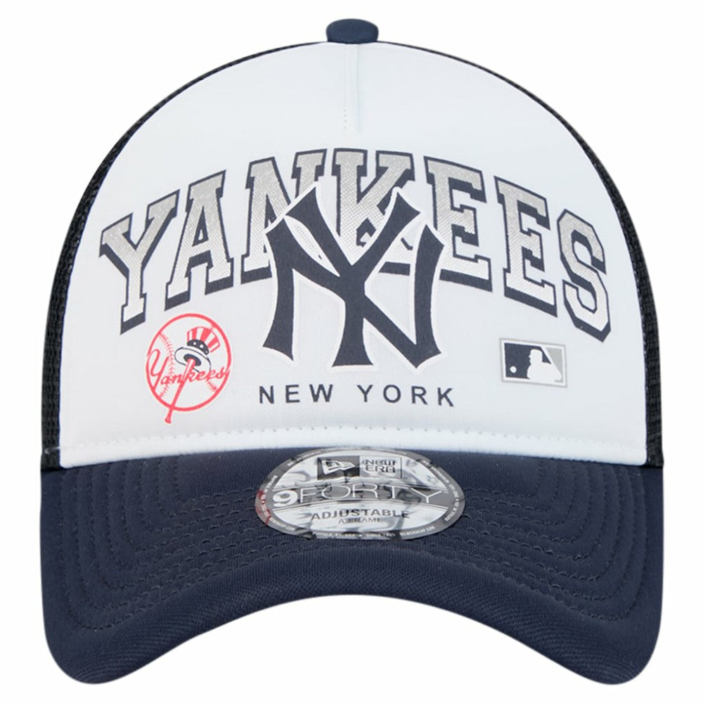 New York Yankees New Era Retro Wordmark 9FORTY A-Frame Trucker Adjustable Hat - MLB Hats