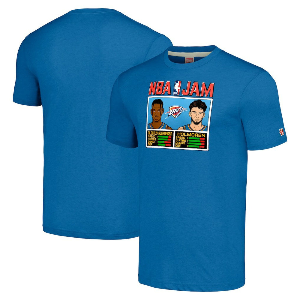 Blue Shai Gilgeous-Alexander & Chet Holmgren Oklahoma City Thunder Homage Unisex NBA Jam Tri-Blend T-Shirt | NBA