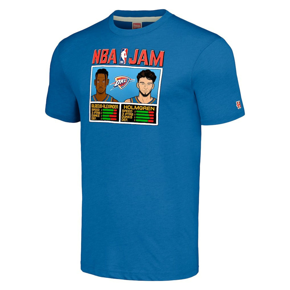 Blue Shai Gilgeous-Alexander & Chet Holmgren Oklahoma City Thunder Homage Unisex NBA Jam Tri-Blend T-Shirt | NBA