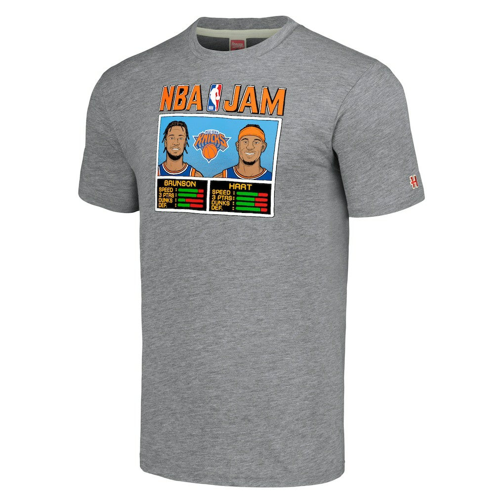 Gray Jalen Brunson & Josh Hart New York Knicks Homage Unisex NBA Jam Tri-Blend T-Shirt | NBA