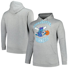 Heather Gray Charlotte Hornets Hardwood Classics Big & Tall Pullover Hoodie | NBA