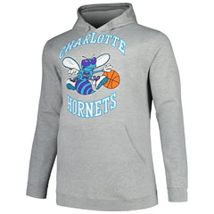 Heather Gray Charlotte Hornets Hardwood Classics Big & Tall Pullover Hoodie | NBA