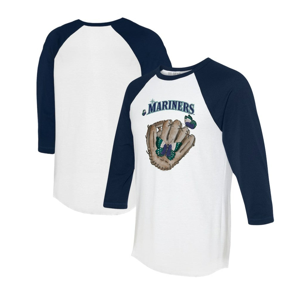 Seattle Mariners Tiny Turnip Unisex Butterfly Glove 3/4-Sleeve Raglan T-Shirt - MLB T-shirts