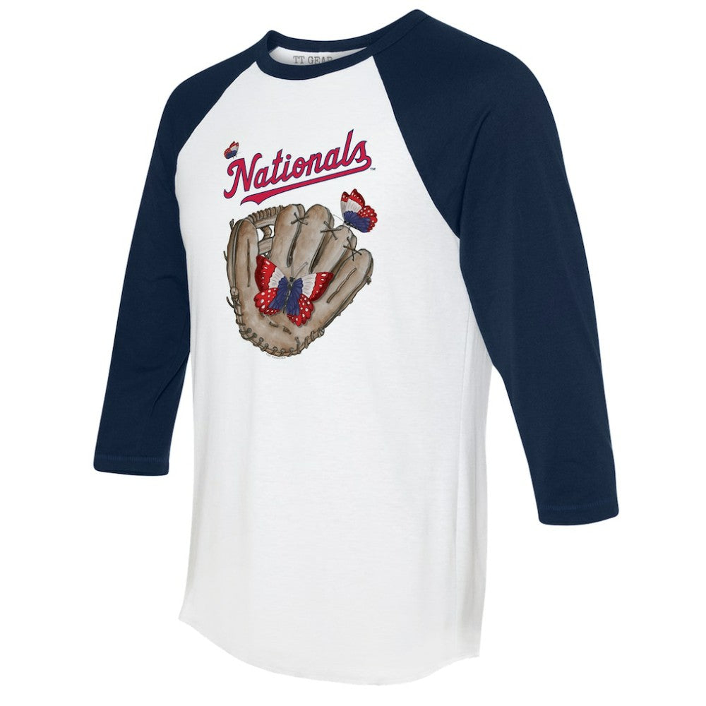 Washington Nationals Tiny Turnip Unisex Butterfly Glove 3/4-Sleeve Raglan T-Shirt - MLB T-shirts