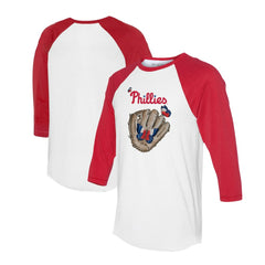 Philadelphia Phillies Tiny Turnip Unisex Butterfly Glove 3/4-Sleeve Raglan T-Shirt - MLB T-shirts