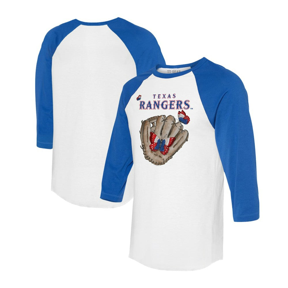 Texas Rangers Tiny Turnip Unisex Butterfly Glove 3/4-Sleeve Raglan T-Shirt - MLB T-shirts