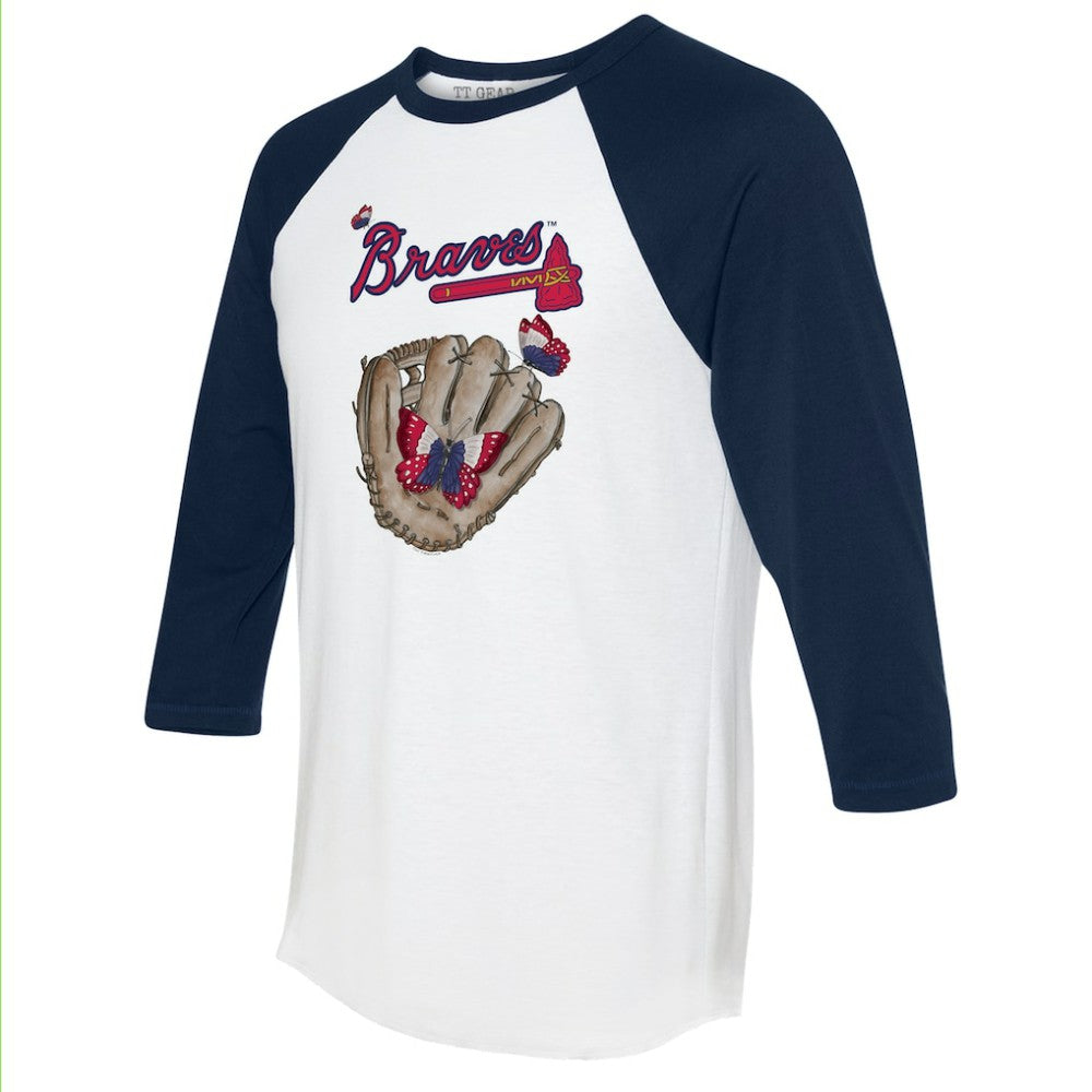 Atlanta Braves Tiny Turnip Unisex Butterfly Glove 3/4-Sleeve Raglan T-Shirt - MLB T-shirts