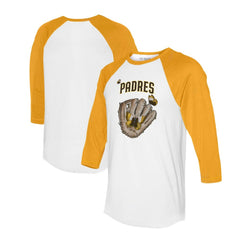 San Diego Padres Tiny Turnip Unisex Butterfly Glove 3/4-Sleeve Raglan T-Shirt - MLB T-shirts
