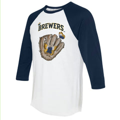Milwaukee Brewers Tiny Turnip Unisex Butterfly Glove 3/4-Sleeve Raglan T-Shirt - MLB T-shirts