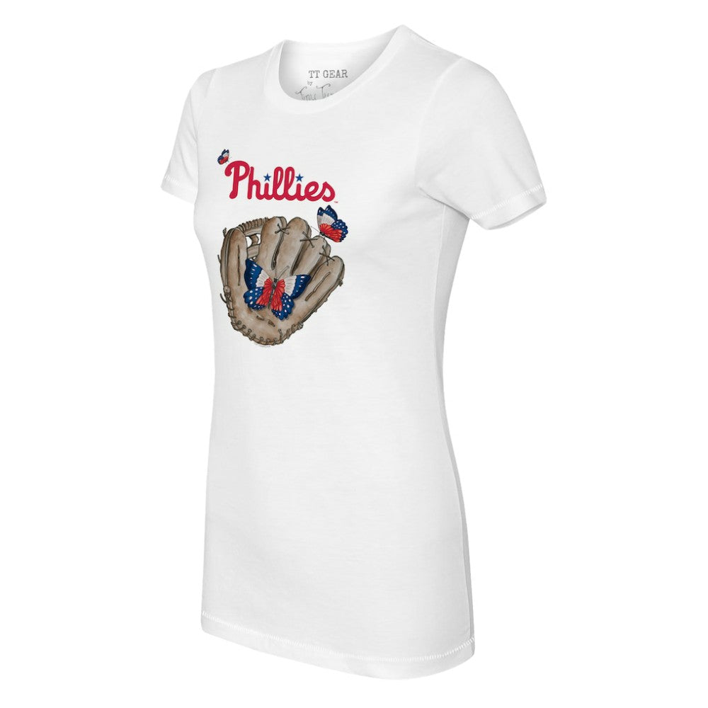 Philadelphia Phillies Tiny Turnip Women's Butterfly Glove T-Shirt - MLB T-shirts