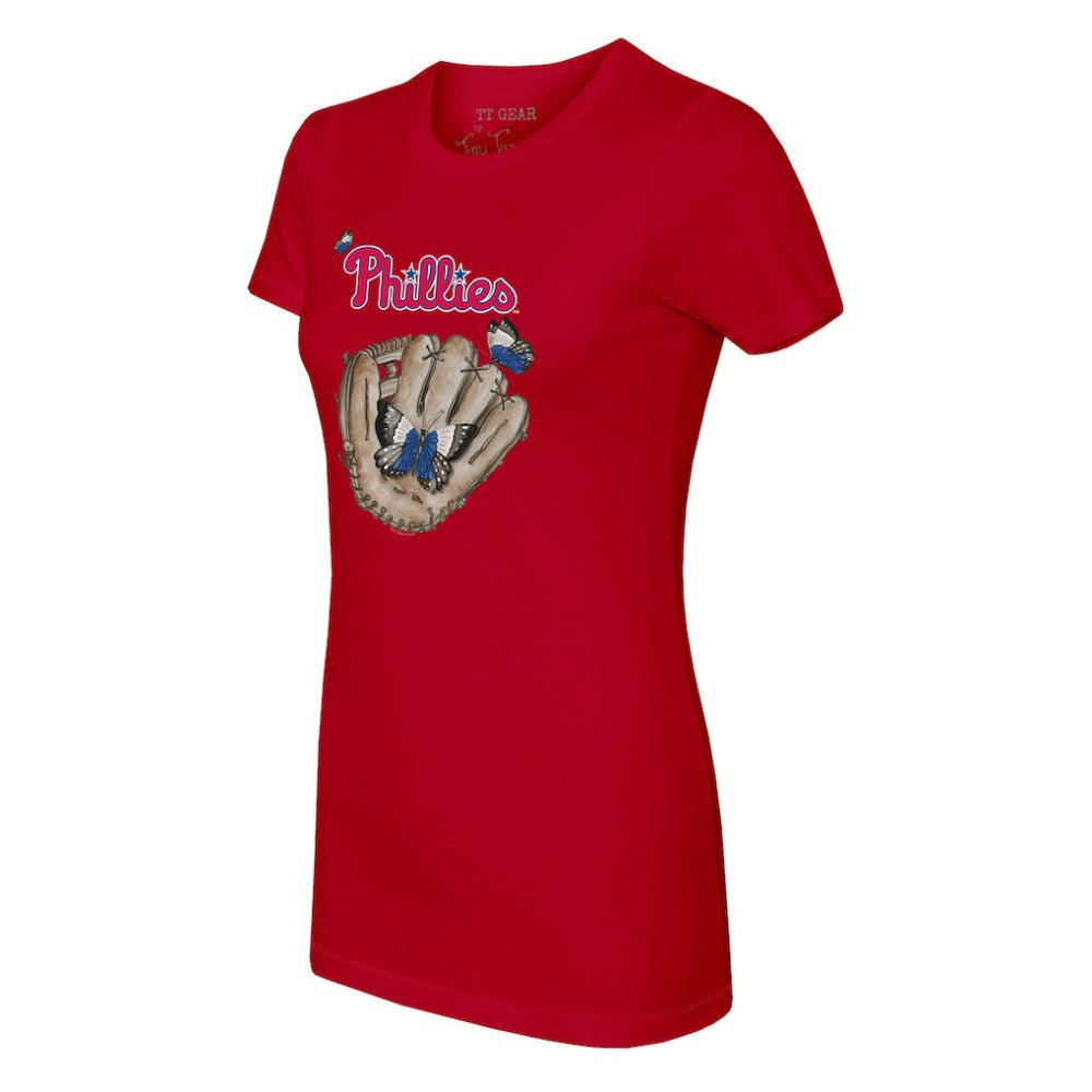 Philadelphia Phillies Tiny Turnip Women's Butterfly Glove T-Shirt - MLB T-shirts