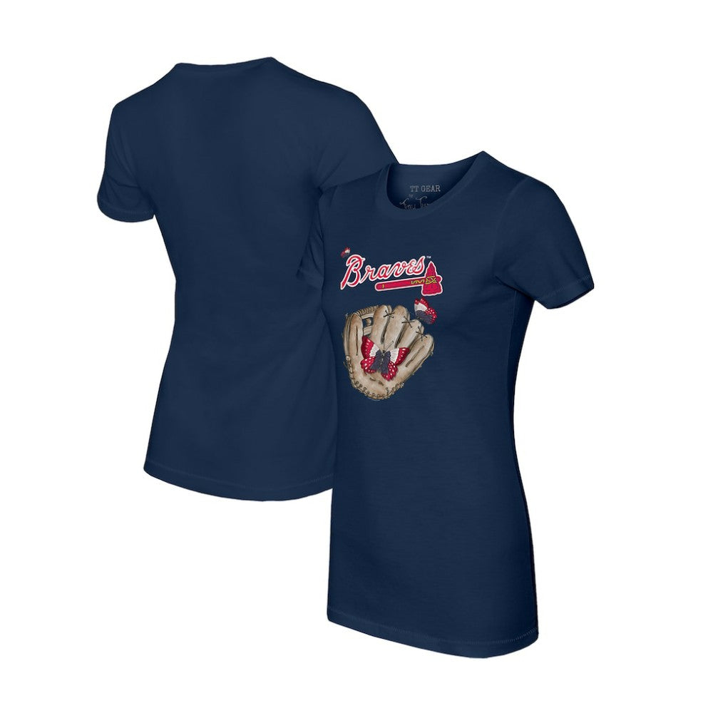 Atlanta Braves Tiny Turnip Women's Butterfly Glove T-Shirt - MLB T-shirts