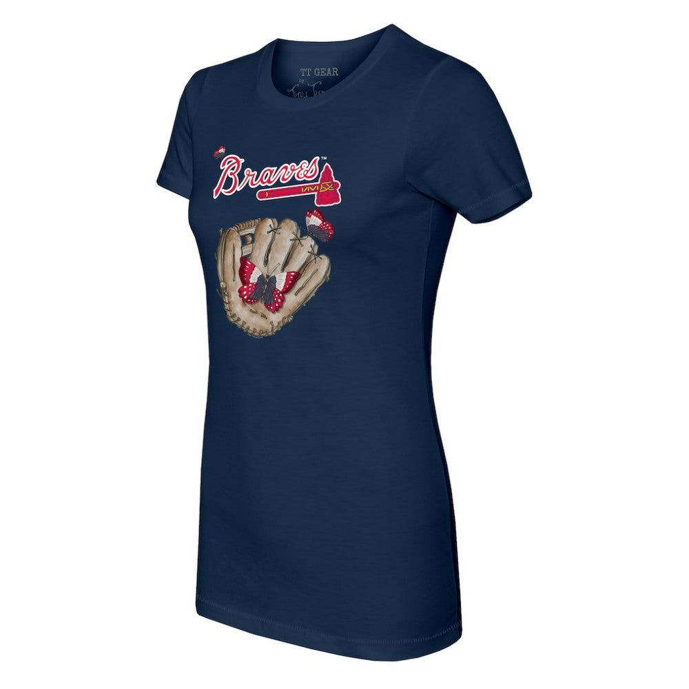 Atlanta Braves Tiny Turnip Women's Butterfly Glove T-Shirt - MLB T-shirts