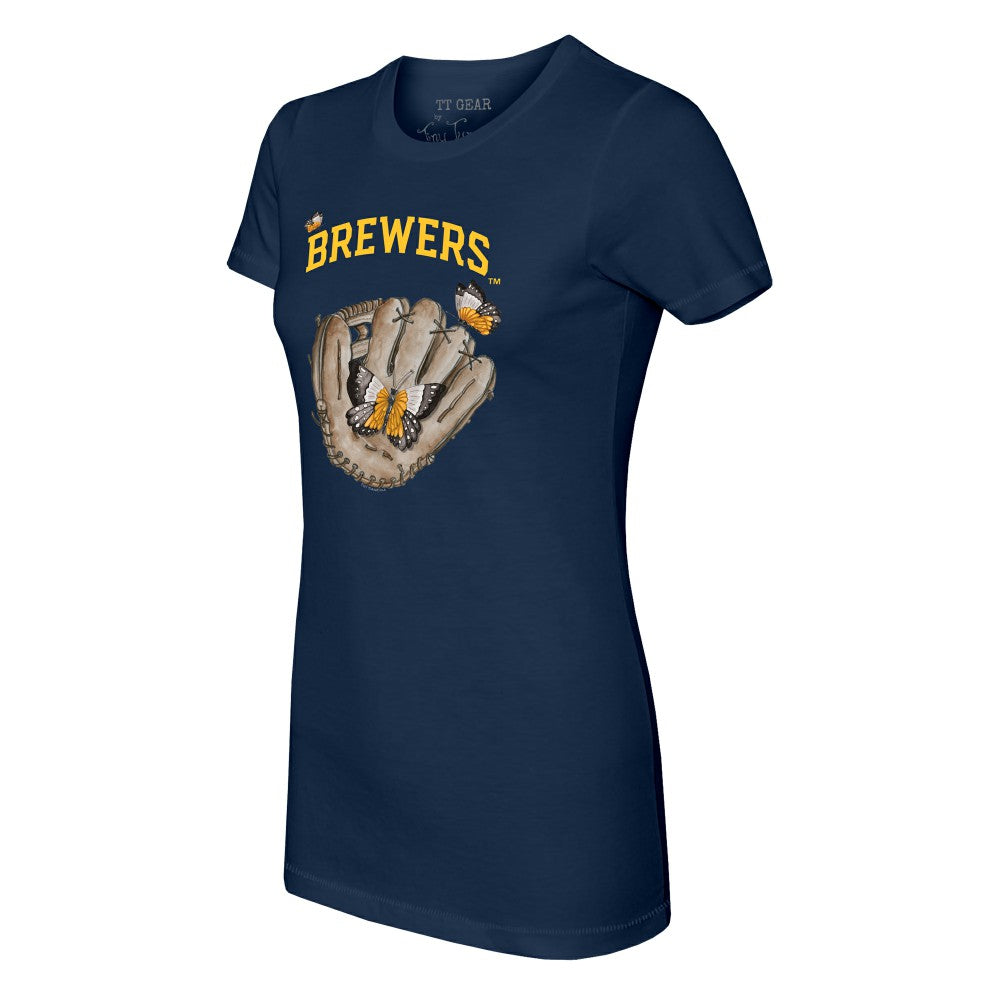 Milwaukee Brewers Tiny Turnip Women's Butterfly Glove T-Shirt - MLB T-shirts