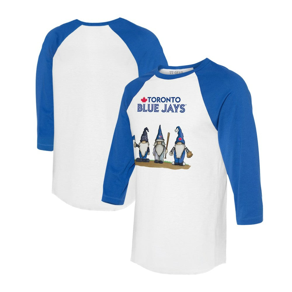 Toronto Blue Jays Tiny Turnip Unisex Gnomes 3/4-Sleeve Raglan T-Shirt - MLB T-shirts