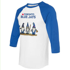 Toronto Blue Jays Tiny Turnip Unisex Gnomes 3/4-Sleeve Raglan T-Shirt - MLB T-shirts