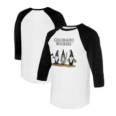 Colorado Rockies Tiny Turnip Unisex Gnomes 3/4-Sleeve Raglan T-Shirt - MLB T-shirts